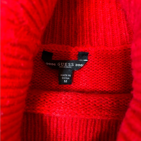 GUESS Cold Shoulder Striking Red Knit Sweater - Picture 4 of 4